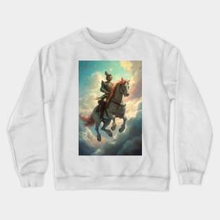 Blue Sky Horse Ride Fantasy Painting Crewneck Sweatshirt